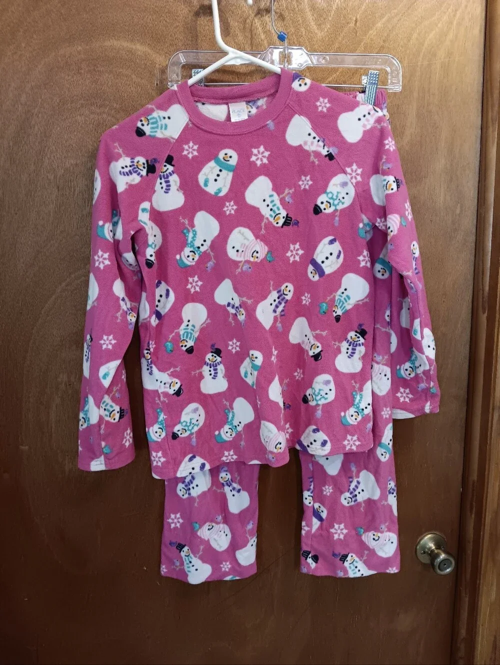 The Children's Place Pink Snowman Print Pajama Set